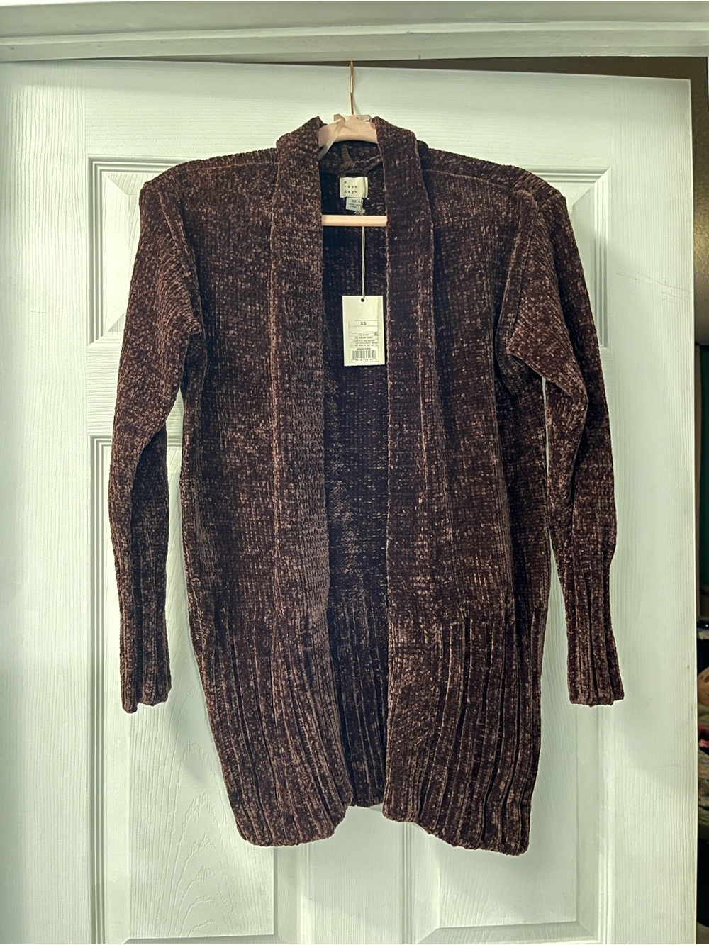 a new day Brown Chenille Open-Front Cardigan
